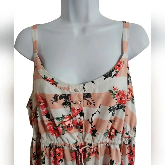 Torrid Pink Striped Floral Sundress Size 3X Babydoll Peasant Boho Beach Dress - Picture 3 of 8